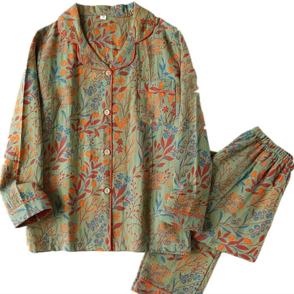 Floral green pajamas